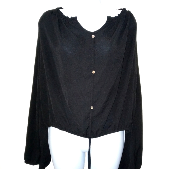 FASHION NOVA OFF SHOULDERS TOP CROPPED LONG SLEEVE BLOUSE BLACK PLUS SIZE 2XL - Picture 2 of 9